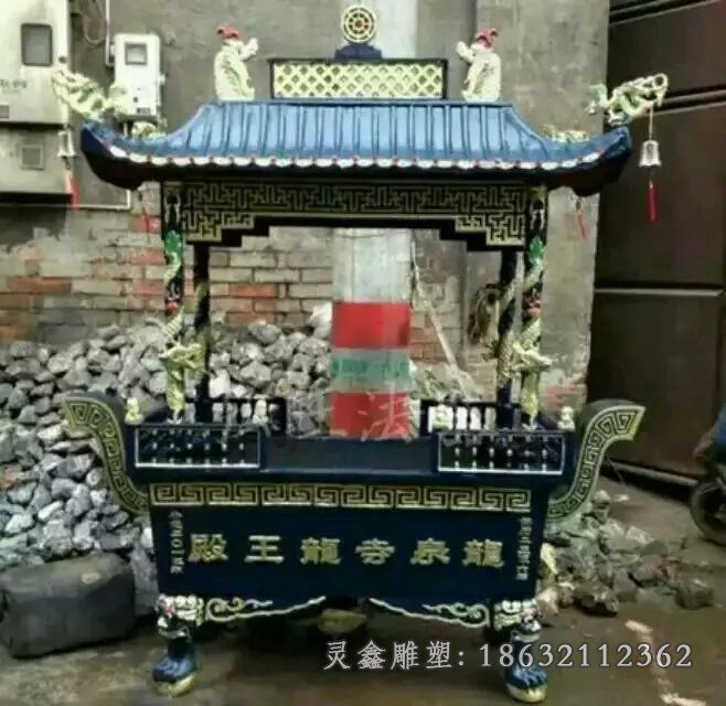 寺庙佛光普照方形香炉铜雕