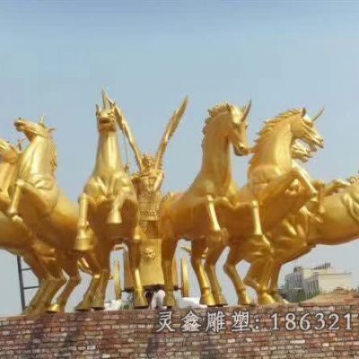 金色阿波罗战车景观铜雕