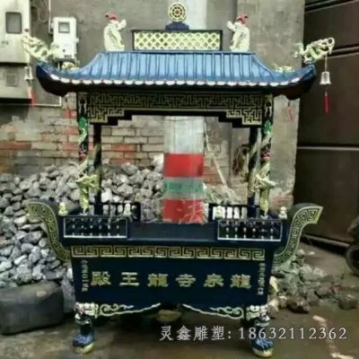 寺庙佛光普照方形香炉铜雕